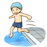 プールに飛び込む男の子のイラスト