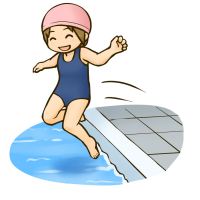 プールに飛び込む女の子のイラスト