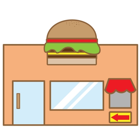 ハンバーガー屋の外観のイラスト
