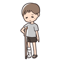 松葉杖をつく男の子のイラスト