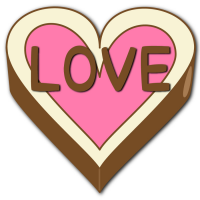 「LOVE」と書かれたチョコレートのイラスト