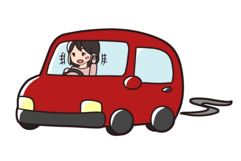 電話しながら運転する女性のイラスト