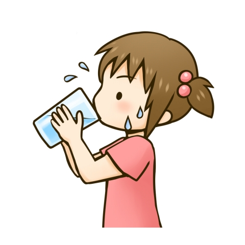 水分補給のためコップの水を飲む女の子のイラスト 無料イラストのimt 商用ok 加工ok