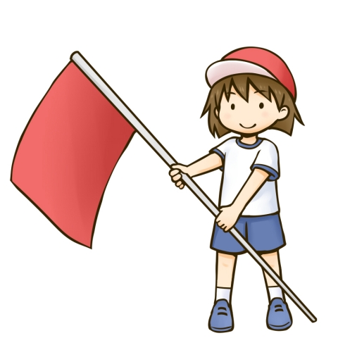 旗を持つ女の子のイラスト