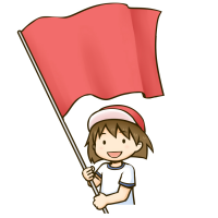 旗を振る女の子のイラスト