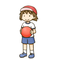 ボールを持つ運動着姿の女の子のイラスト