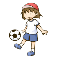 サッカーボールを蹴る女の子のイラスト