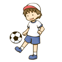 サッカーボールを蹴る男の子のイラスト