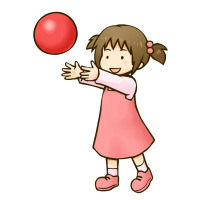 ボールを上に投げる女の子のイラスト