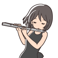 フルートを演奏する女性のイラスト