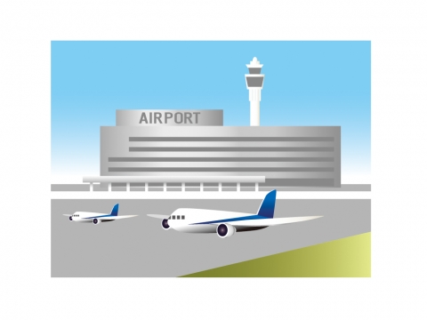 空港に飛行機が止っているイラスト 無料イラストのimt 商用ok 加工ok