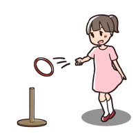 輪投げをする女の子のイラスト