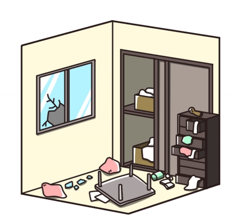 荒らされた部屋のイラスト