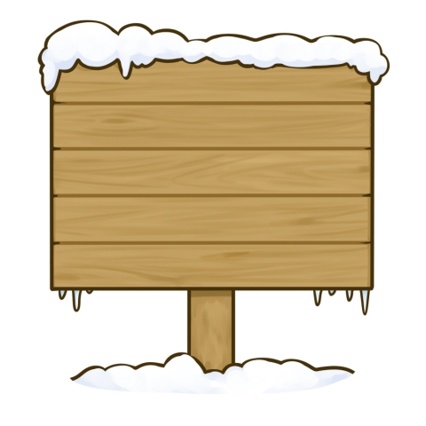雪をかぶった木の看板のイラスト 無料イラストのimt 商用ok 加工ok