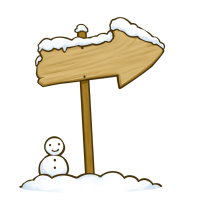 雪をかぶった木の矢印看板のイラスト