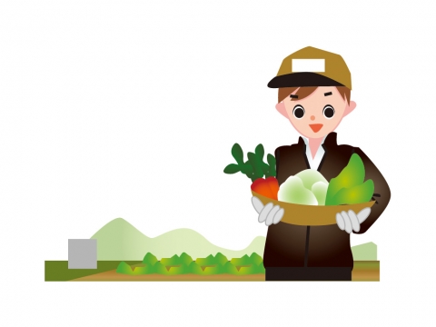 野菜農家の男性のイラスト