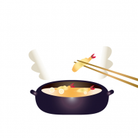 天ぷらを油で揚げるイラスト
